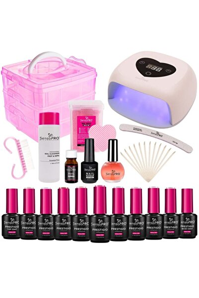 SensoPRO Milano Κιτ ημιμόνιμου βερνικιού νυχιών PRESTIGIO Studio + λάμπα UV