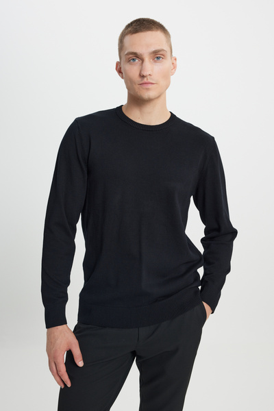 ALTINYILDIZ CLASSICS Black Standard Fit Regular Cut Crew Neck Knitwear Sweater