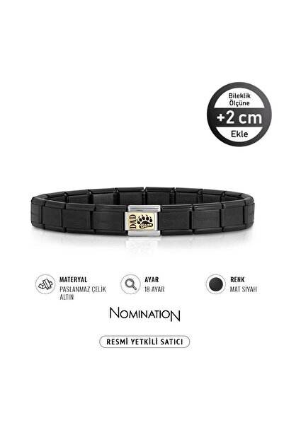 NOMİNATİON Italy Composable 18K Altın Dad Pençe ve Çelik Bileklik MAT SİYAH