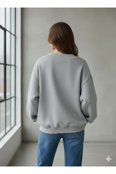 Agolady Kadın Oversize V Yaka Sweatshirt