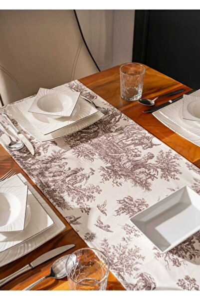 HOME ART ATELIER hand made Vintage Patterned Runner Premium Stain Resistant Linen 40X140