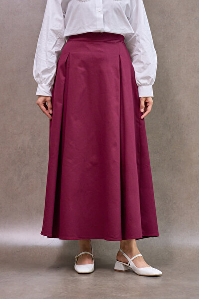 KÜÇÜĞÜM BUTİK Burgundy Gabardine Pleated Skirt