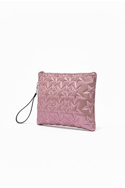 BAHELS Star Patterned Pink Portfolio Bag with Strap, Handbag and Wallet