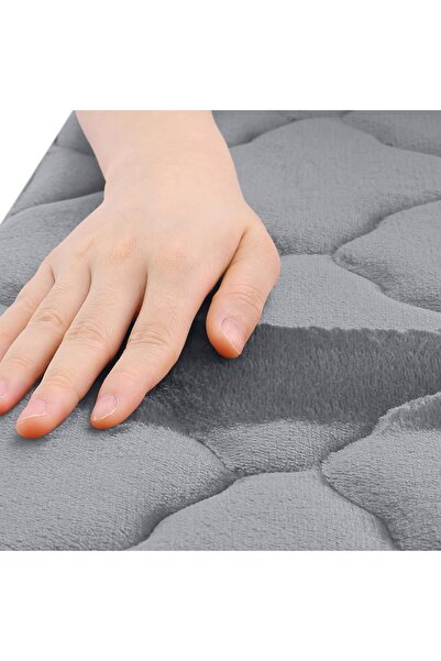 Faria Memory Foam Bath Mat, Absorbent and Quick Drying, Non-Slip Base, Comfortable and Soft, 120x80cm Grey