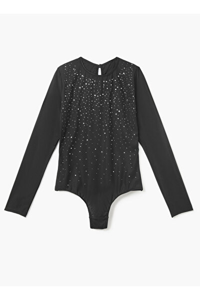 FAV Embellished Bodysuit with Long Sleeves and Snap Button Closure