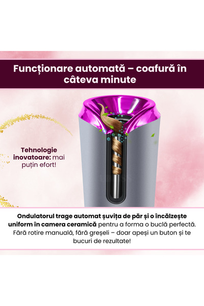 KindKare Wireless Automatic Hair Curler, USB Charging, LCD, 6 Temps, 11 Timers, Ceramic & Tourmaline