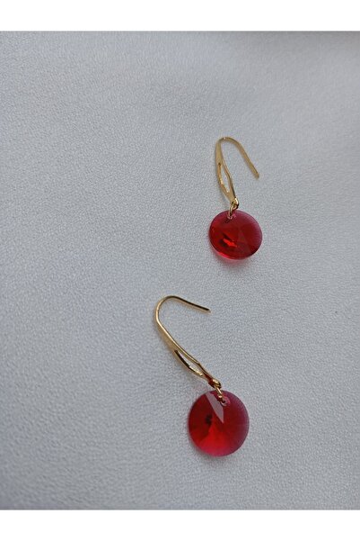 OEM Earrings with Swarovski Scarlet Red 12mm and 18K gold plated flats