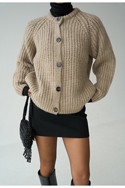 My Blog Nerzfarbene Strickjacke mit 5 Knöpfen - 251061