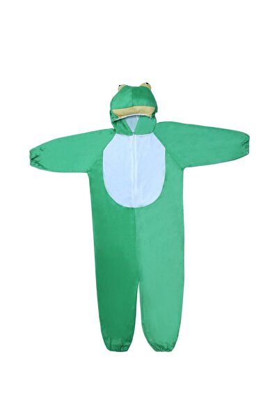 Toybox Kids Frog Costume Jumpsuit with Hood, Animal Fancy Dress, Party Outfit, Size M(4-5 Years)