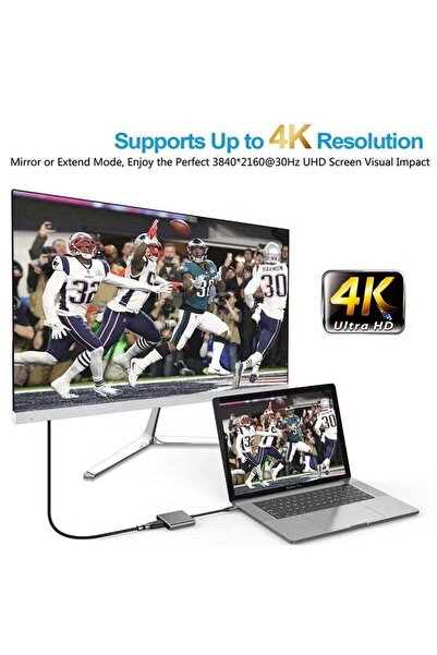 Generic 3 in 1 Type-C To USB and HDMI Adapter Grey