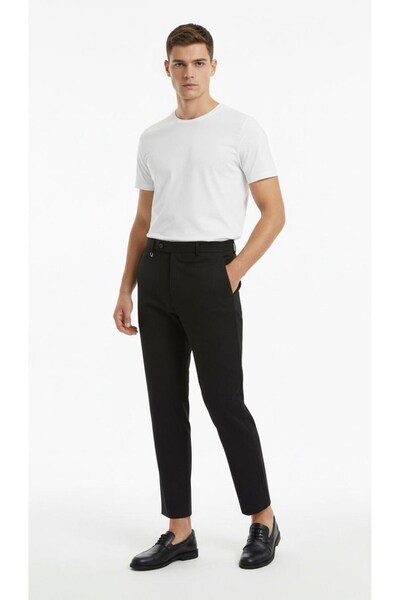 Plus Scorpion Men's Fabric Trousers Slim Fit – Black, Navy Blue, Beige, Light Grey, Anthracite, Mink – Flexible Comfortable Classic