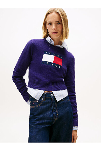 Tommy Hilfiger Kadın Mor Triko Kazak