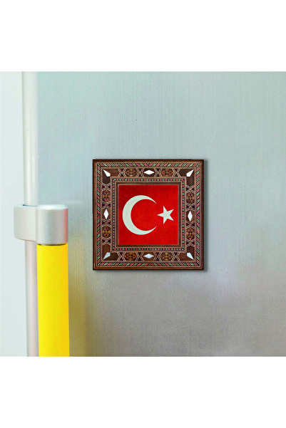 Souvenest Turkey Flag Printed View Wooden Magnet 9cm X 9cm | Krt-98