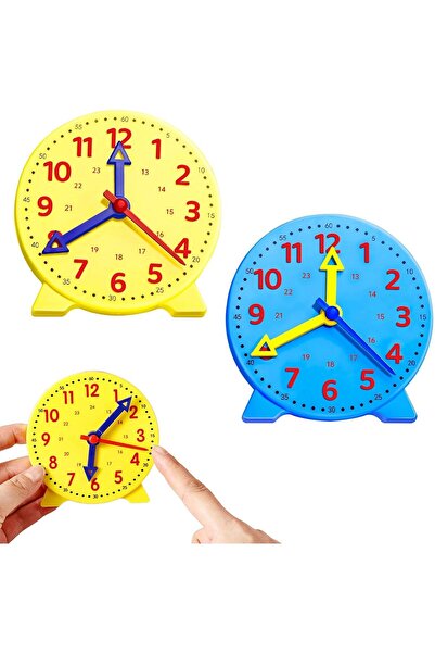 TERRIFI Learning Time Clock Set for Kids - 2 Educational Clocks, 10 cm, Ages 4+, Yellow & Blue