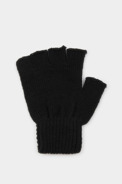 DeFacto L9300Azbk23 Black Men's Cut-Finger Knit Gloves