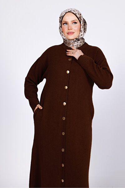 My City 44073 - Stylish Comfortable Buttoned Soft Women's Extra Long Knit Jacket