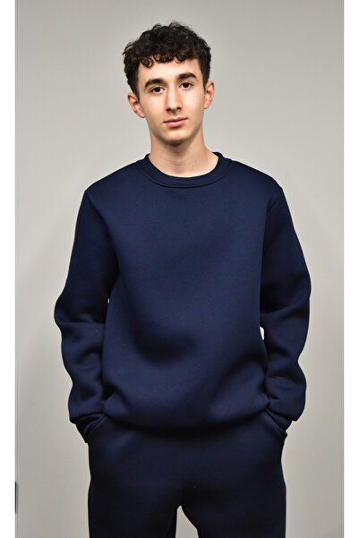 Banadamoda Unisex Relax Fit Cotton 3 Thread Soft Textured Fleece Inside Crew Neck Sweatshirt Set