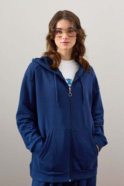 Ceylan Otantik Indigo 3 Thread Long Zipper Tracksuit Set