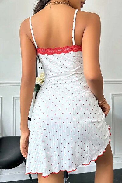 Merry See Heart Printed Stylish Nightgown Pajamas with Straps