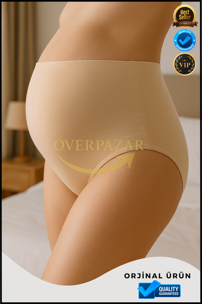 Overbazaar Maternity Supported High Waist Panties – Cotton Flexible Structure – Black / Skin / White