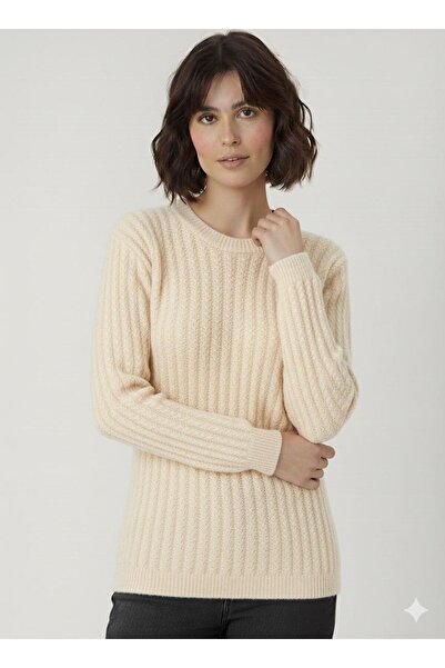 Kuraff Giyim Hair Knitted Model Circular Neck Wool Knitwear Sweater