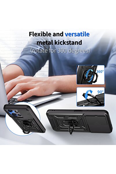 Nezih Case Redmi 15C Compatible Magnetic Stand Sliding Cover with Camera Protection