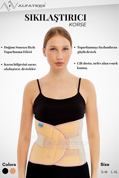 ALFATEKS Doğum Sonrası Korse – Lohusa & Sezeryan İçin Karın & Bel Sıkılaştırıcı