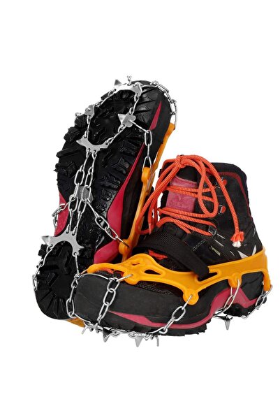 SERSIMO Anti-slip shoe cleats, size M 36-40, with 8 pins, steel and TPE, yellow