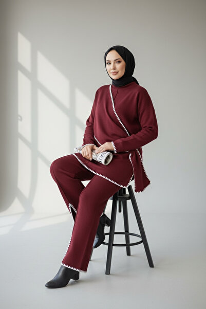 NEWCO Women's Camel Pants Tunic Double Hijab Shepherd Stitching Set