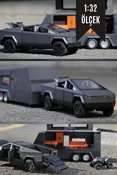 craftivio 1:32 Ölçek Antrasit İnce Detay Işıklı Sesli Karavan ve Motorlu Meta...