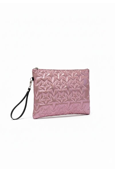 BAHELS Star Patterned Pink Portfolio Bag with Strap, Handbag and Wallet