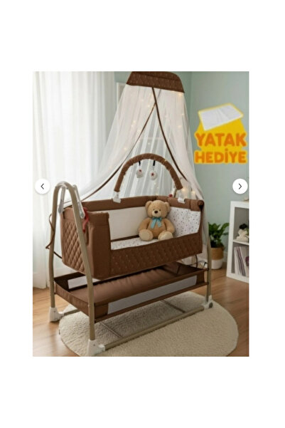 babydoor Poly Keten Fileli Silinebilir Portatif Sallanır Anne Yanı Beşik Katl...