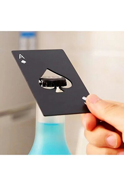 zola Bottle opener, ace of spades model, stainless steel, 8.5x5.4 cm, black