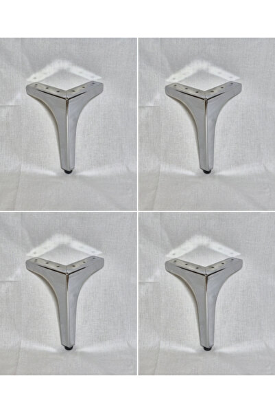 DECOVIBE Metal Krom L Ayak 17cm Lüks Mobilya Ayağı Kalınlık 2 MM 4'lü Set