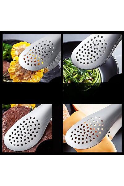 safestore Stainless Steel Silicone Handle Kitchen Tongs Food Tongs Barbecue Grill Meat Fish Tongs 1Pc