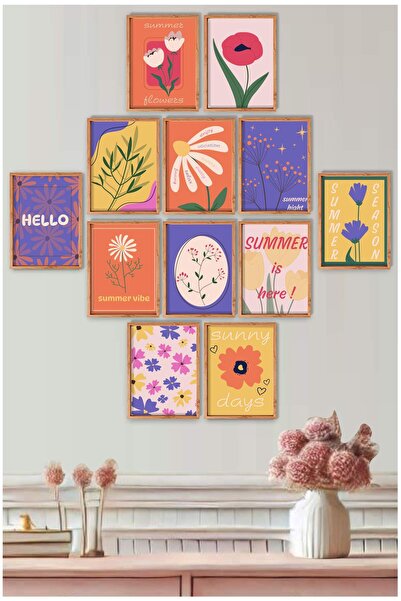 UNT Set de pictură murală de vară cu 12 culori pastel – Decor cu modele florale