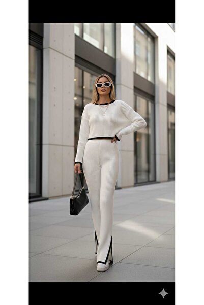 Cemre Life New Deux Women's Slit Detailed Knitwear Set