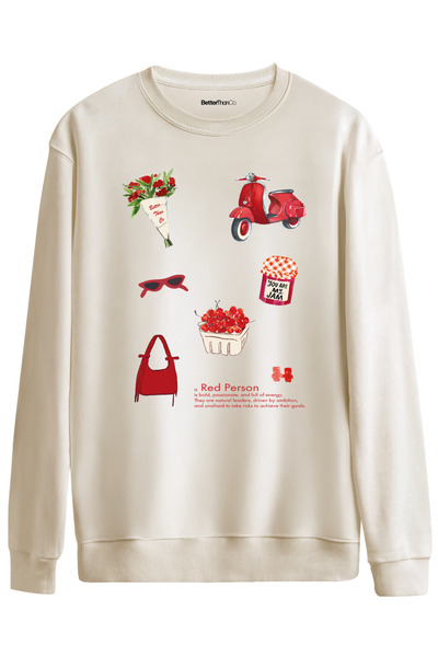 BetterThanCo Червона людина з принтом на велосипедному комірі Oversize Sweatshirt