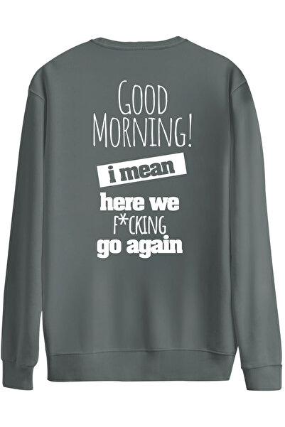 BetterThanCo Good Morning Printed Crew Neck Oversized Sweatshirt