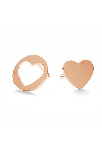 HANNY Two Hearts Earrings in 925 Silver Plated with 24K Rose Gold