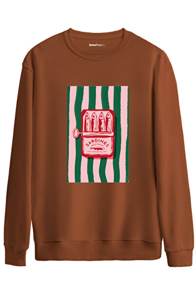 BetterThanCo Sardines Printed Crew Neck Oversized Sweatshirt