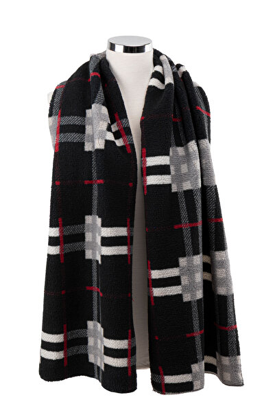 AQUABERRY Μαλακό καρό χειμωνιάτικο κασκόλ Premium - Μαύρο