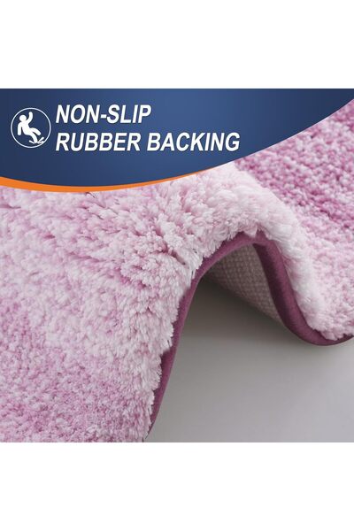 Faria Bath Mat, Fluffy and Absorbent, 41x61cm, Microfiber Non-Slip Base, Machine Washable, Pink