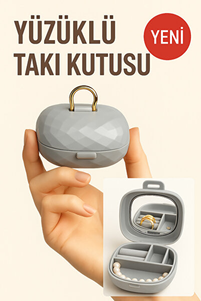 Open Home Concept Portable Ring Jewelry Box – Mini Jewelry Organizer with Mir...