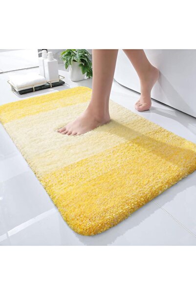 Faria Bath Mat, Fluffy and Absorbent, 41x61cm, Microfiber Non-Slip Base, Machine Washable, Yellow