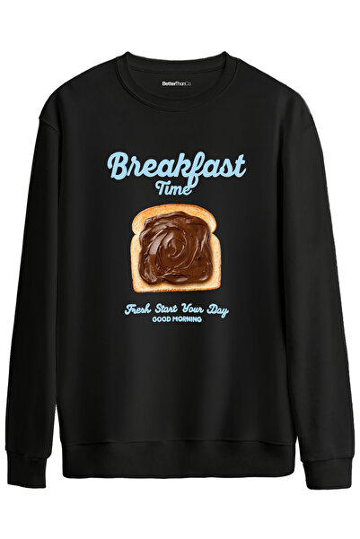 BetterThanCo Ora micului dejun cu imprimeu guler rotund supradimensionat Swea...