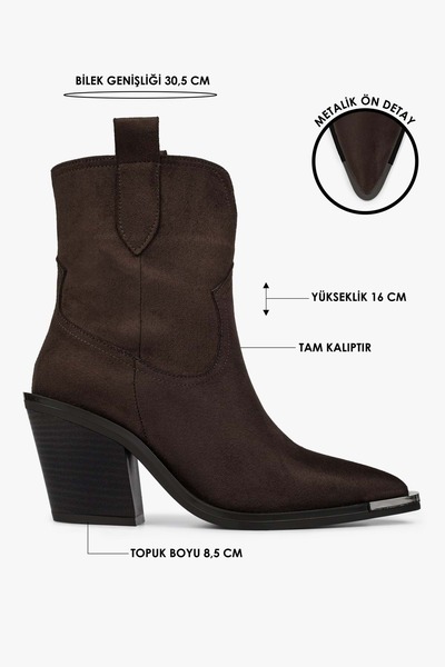 Shoeberry Women's Bronc Bitter Brown Suede Cowboy Boots