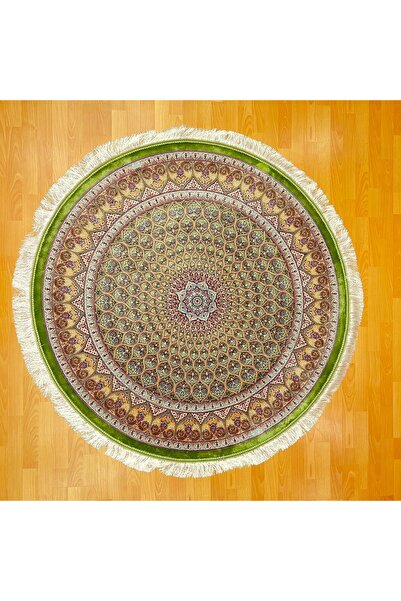 MEVLANA BAZAAR Yuvarlak Geometrik Desenli 150 x150 CM İpek Halı