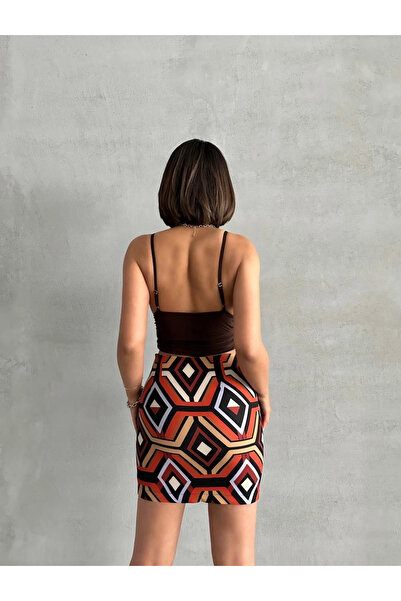 ZENGEZUR MALL Mtxdpn Ethnic Pattern Skirt S25470 Red (164308) (Size: S)