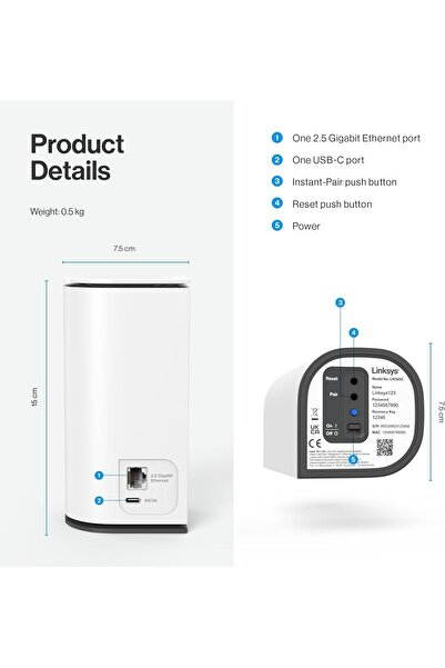 Linksys Velop Micro 7 Mesh System | Dual Band with BE5000 WiFi Speed | Pack of 1 | LN1601-KE